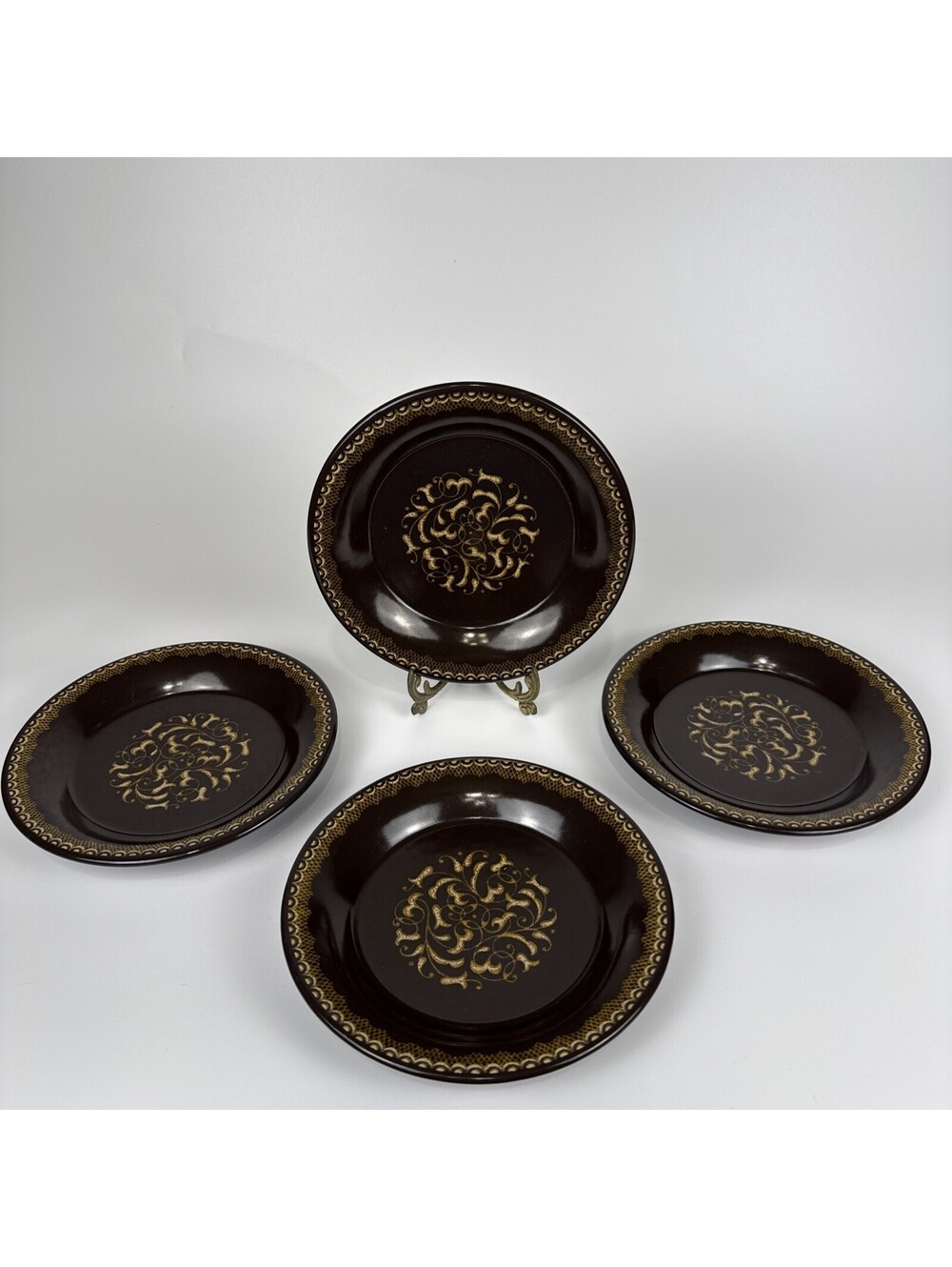 Set of 4 Franciscan Jamoca Brown Bread & Butter Plates – 7" Vintage Dinnerware U